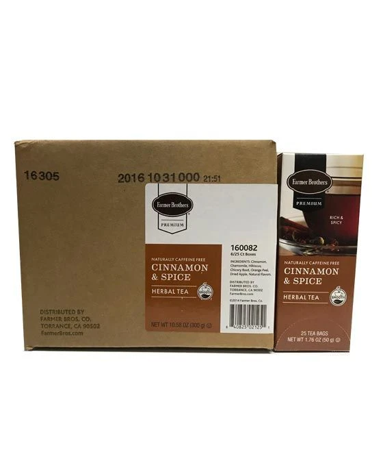 Farmer Brothers Premium: Cinnamon Hot Tea, 6/25 Ct Tea Boxes 1 Farmer Brothers Premium: Cinnamon Hot Tea, 6/25 Ct Tea Boxes