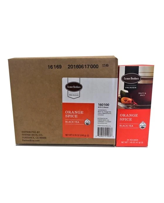 Farmer Brothers Premium Orange Spice Hot Tea, 6/25 Ct Tea Boxes 1 Farmer Brothers Premium Orange Spice Hot Tea, 6/25 Ct Tea Boxes