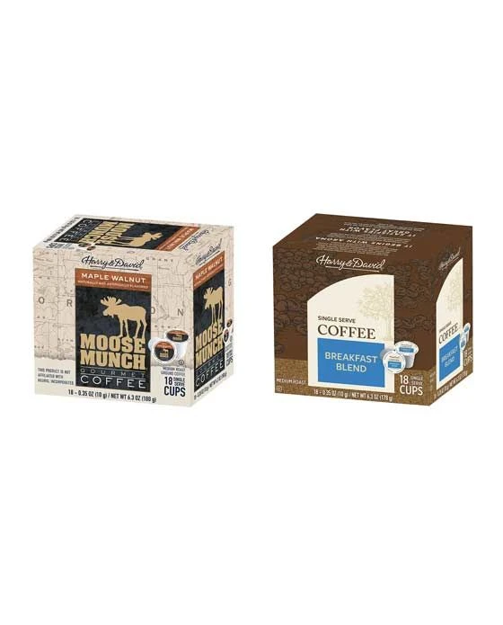 Harry & David Coffee Combo, Maple Walnut, Breakfast Blend 2/18 Ct Boxes 1 Harry & David Coffee Combo, Maple Walnut, Breakfast Blend 2/18 Ct Boxes