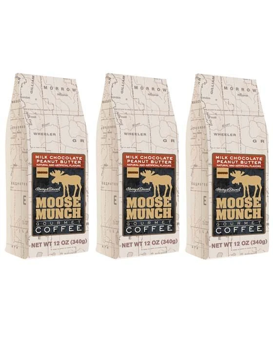 Harry & David Moose Munch Milk Chocolate Peanut Butter Ground Gourmet Coffee 3 Bags 1 Harry & David Moose Munch Milk Chocolate Peanut Butter Ground Gourmet Coffee 3 Bags