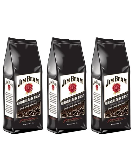 Jim Beam Signature Dark Roast Bourbon Flavored Ground Coffee, 3 Bags (12 Oz Ea.) 1 Jim Beam Signature Dark Roast Bourbon Flavored Ground Coffee, 3 Bags (12 Oz Ea.)