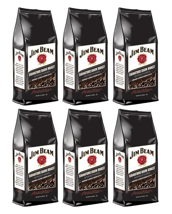 Jim Beam Signature Dark Roast Bourbon Flavored Ground Coffee, 6 Bags (12 Oz Ea.) 1 Jim Beam Signature Dark Roast Bourbon Flavored Ground Coffee, 6 Bags (12 Oz Ea.)