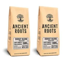 Ancient Roots Donut Shop Flavored Mushroom CoffeeBy Corim Premium Blends 2/12 Oz Bags