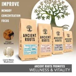 Ancient Roots Donut Shop Flavored Mushroom CoffeeBy Corim Premium Blends 2/12 Oz Bags -Miscela Coffee Shop ancient roots french vanilla flavored mushroom coffee french vanilla coffee1 2 1