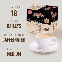 Baileys Bailey's, The Original Irish Cream Flavored Coffee, 2/18 Single Serve Cups -Miscela Coffee Shop baileys original irish cream flavored coffee single serve cups 2