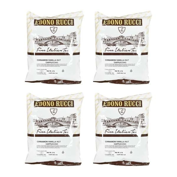 Edono Rucci Cinnamon Vanilla Nut Powdered Cappuccino Mix, 4 Bags( 2 Lbs Each)