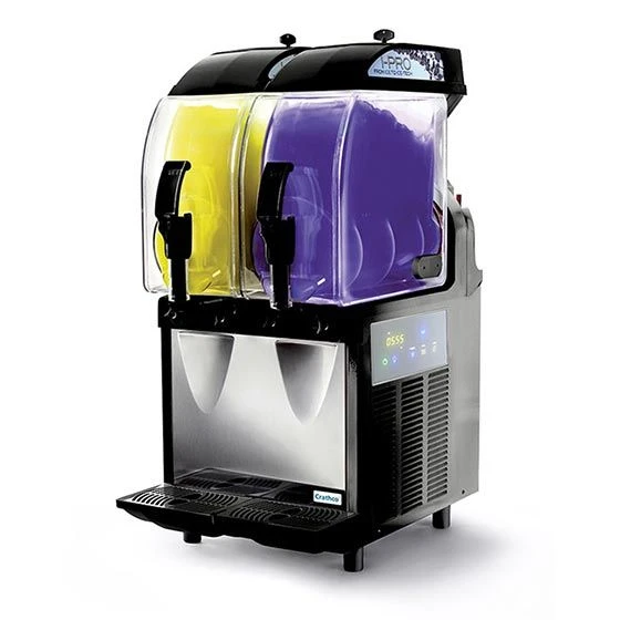Crathco I-PRO 2E (1206-002) Black 16'' Countertop Double 2.9 Gallon Granita / Slushy / Frozen Beverage Dispenser With Electronic Controls, 115V 1 Crathco I-PRO 2E (1206-002) Black 16'' Countertop Double 2.9 Gallon Granita / Slushy / Frozen Beverage Dispenser With Electronic Controls, 115V