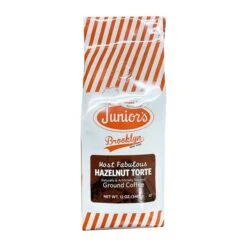 Junior's Most Fabulous Hazelnut Torte, Medium Roast Ground Coffee, 2/12 Oz Bags -Miscela Coffee Shop juniorhazelnut 1