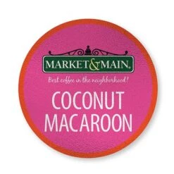 Market & Main Coconut Macaroon Single Serve Coffee Cups, 6 Boxes (72 Cups) 11 Market & Main Coconut Macaroon Single Serve Coffee Cups, 6 Boxes (72 Cups) -Miscela Coffee Shop market main onecup coconut macaroon compatible with keurig k cup brewers 12 count2 1