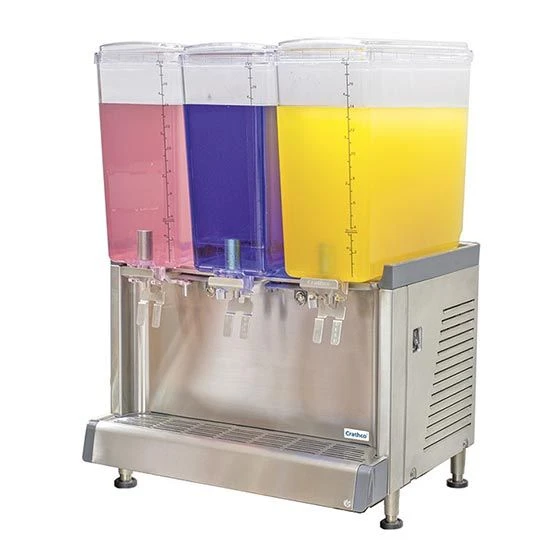 Crathco CS-3L-16 Simplicity Bubbler Series Triple 4.75 Gallon Pre-Mix Cold Beverage Dispenser With Agitator Function 1 Crathco CS-3L-16 Simplicity Bubbler Series Triple 4.75 Gallon Pre-Mix Cold Beverage Dispenser With Agitator Function