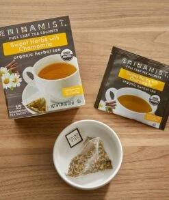China Mist - Organic Sweet Herbs With Chamomile Herbal Tea Sachets, 2 Box 15 Count Each -Miscela Coffee Shop sweetherb chamomile 2 1 1