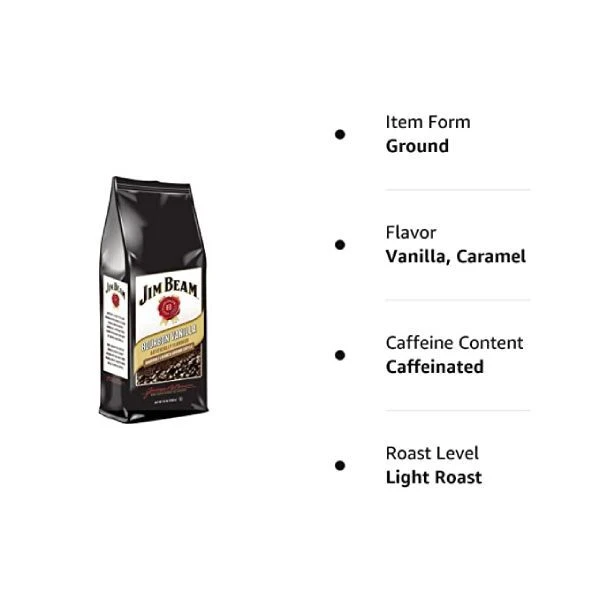 Jim Beam Bourbon Vanilla Bourbon Flavored Ground Coffee, 3 Bags (12 Oz Ea.) 2 Jim Beam Bourbon Vanilla Bourbon Flavored Ground Coffee, 3 Bags (12 Oz Ea.) - Image 2