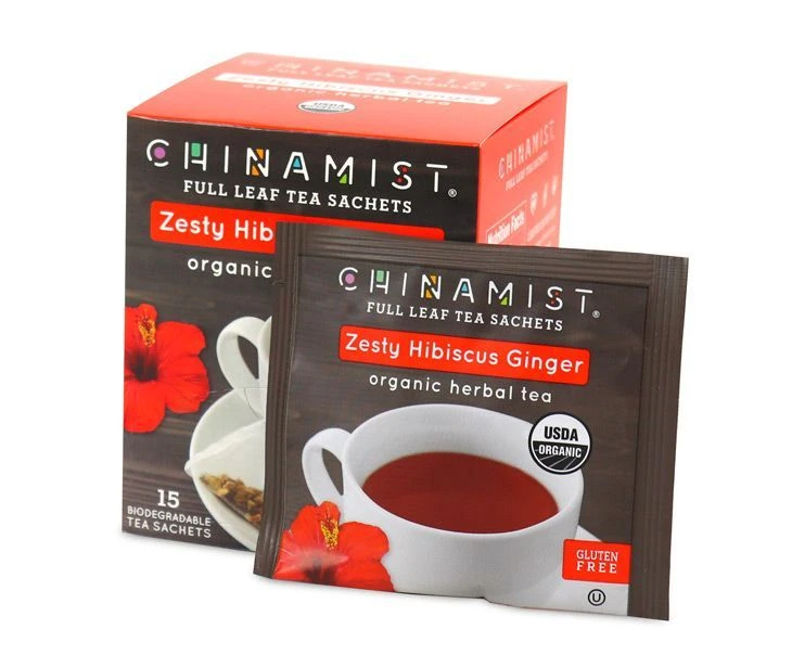 China Mist - Zesty Hibiscus Ginger Organic Black Full Leaf Tea Sachet, 4 Boxes 15 Count Each 3 China Mist - Zesty Hibiscus Ginger Organic Black Full Leaf Tea Sachet, 4 Boxes 15 Count Each - Image 3